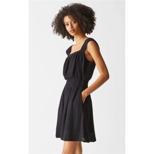 NWOT Michael Stars S Josephine Crinkle Gauze Dress Black 125581